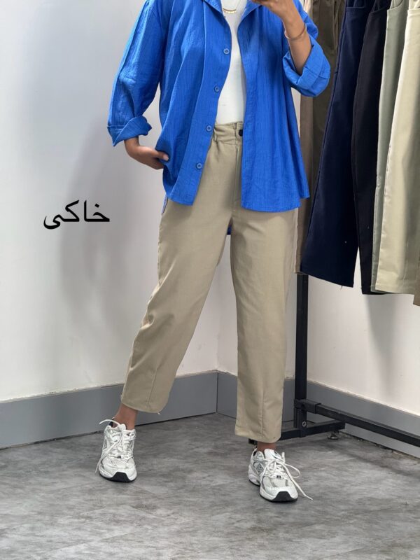 شلوار مام کتان کش قد 90 - تصویر 9